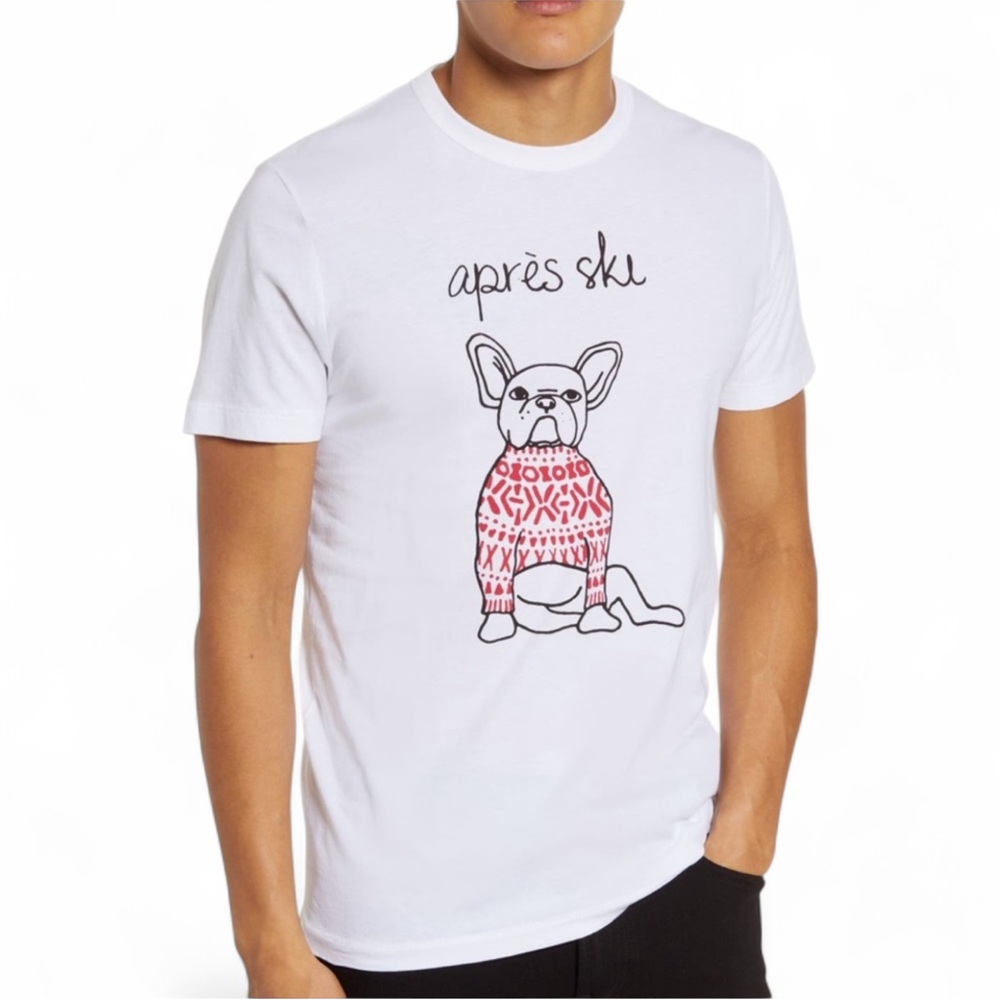French Connection Après Ski Bulldog Graphic Tee White L